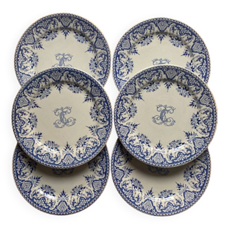 Gien - sublime suite of flat plates (x6)