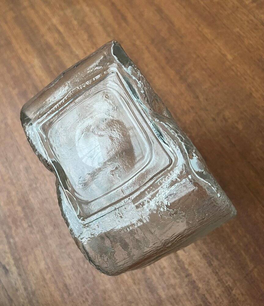 Vintage German glass vase model on the rocks by Lars Hellsten for Walther Glas, 1970s.