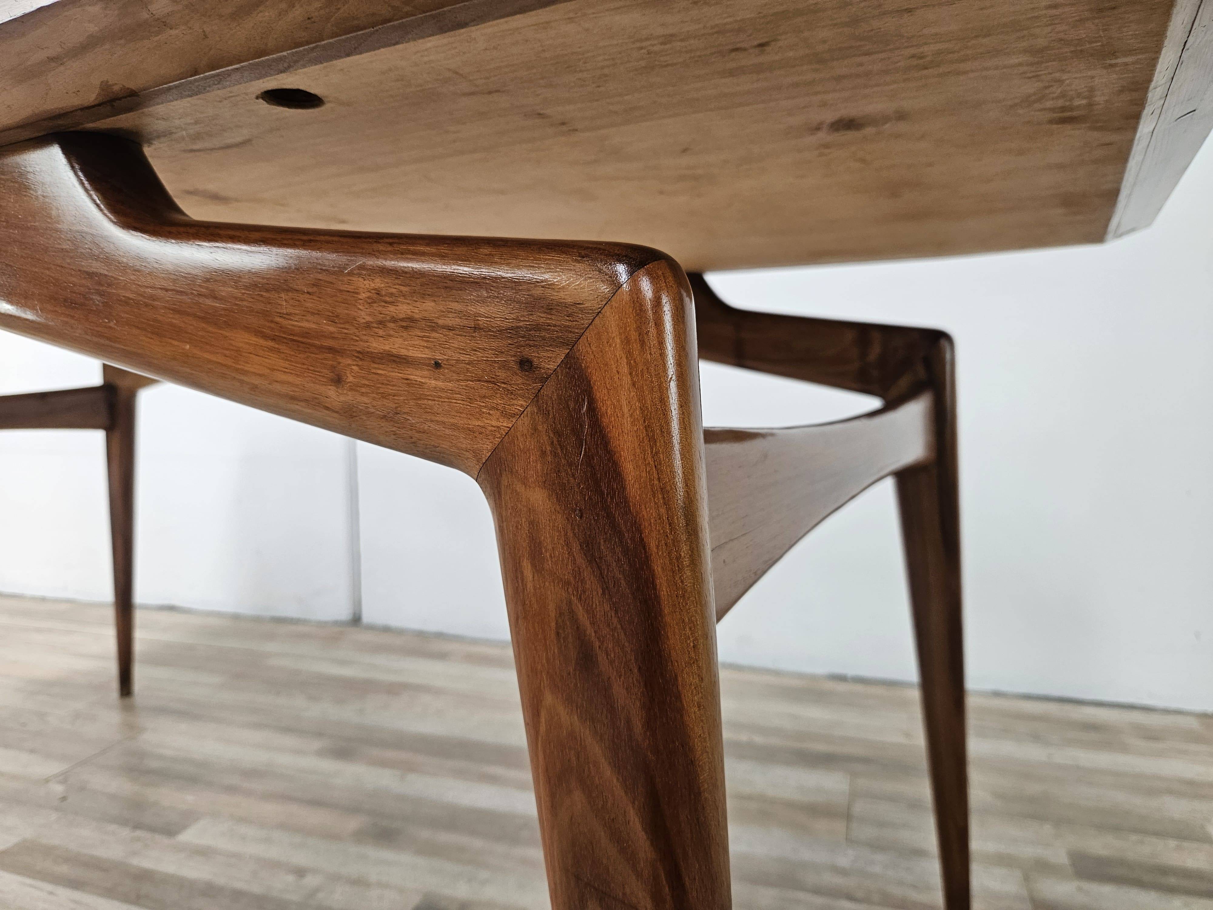 1950s wooden dining table with mirrored top
