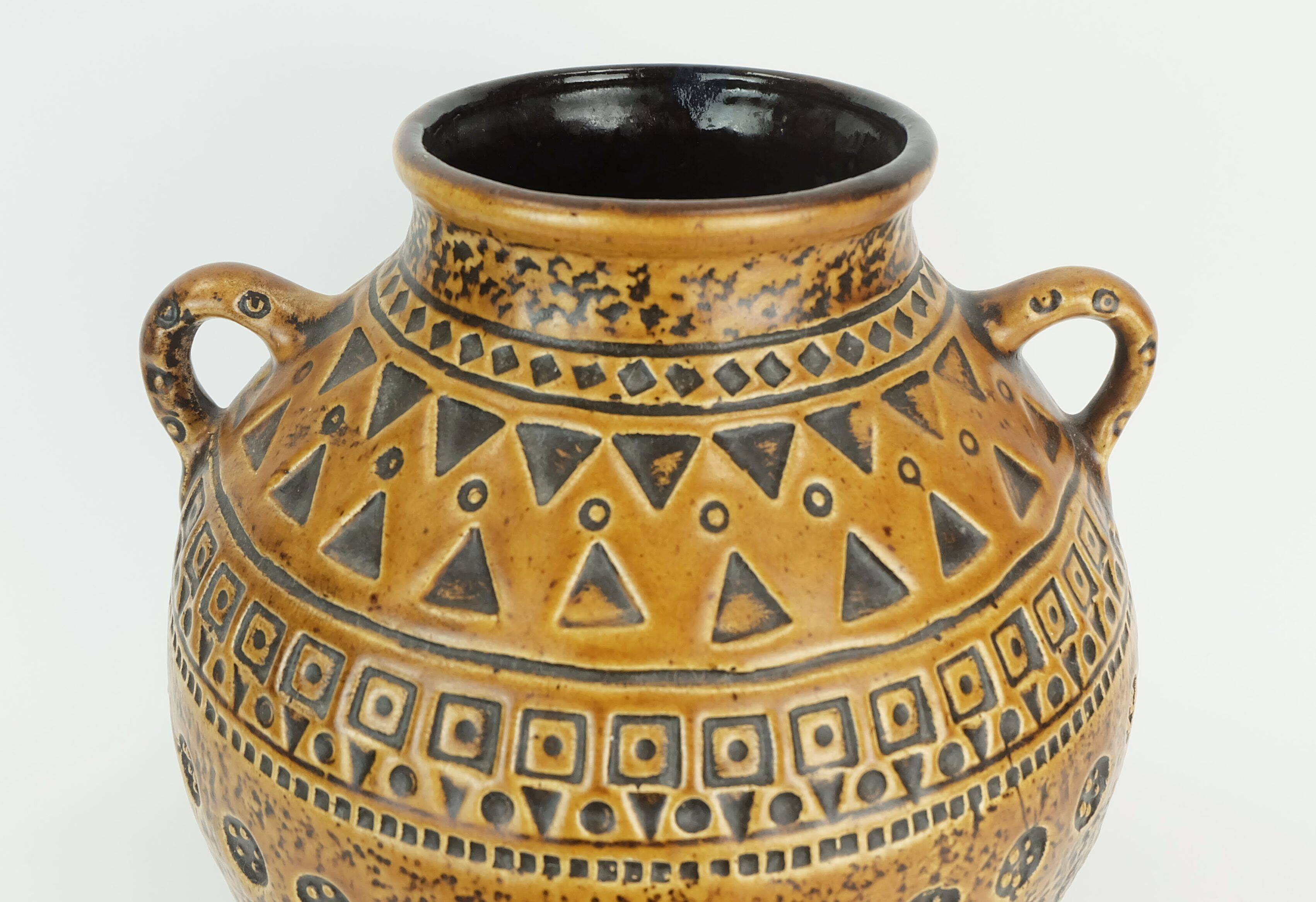 Large mid century modern ceramic vase abstract decor 1960s 70s