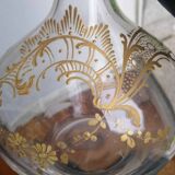 Ancienne carafe en cristal décor doré