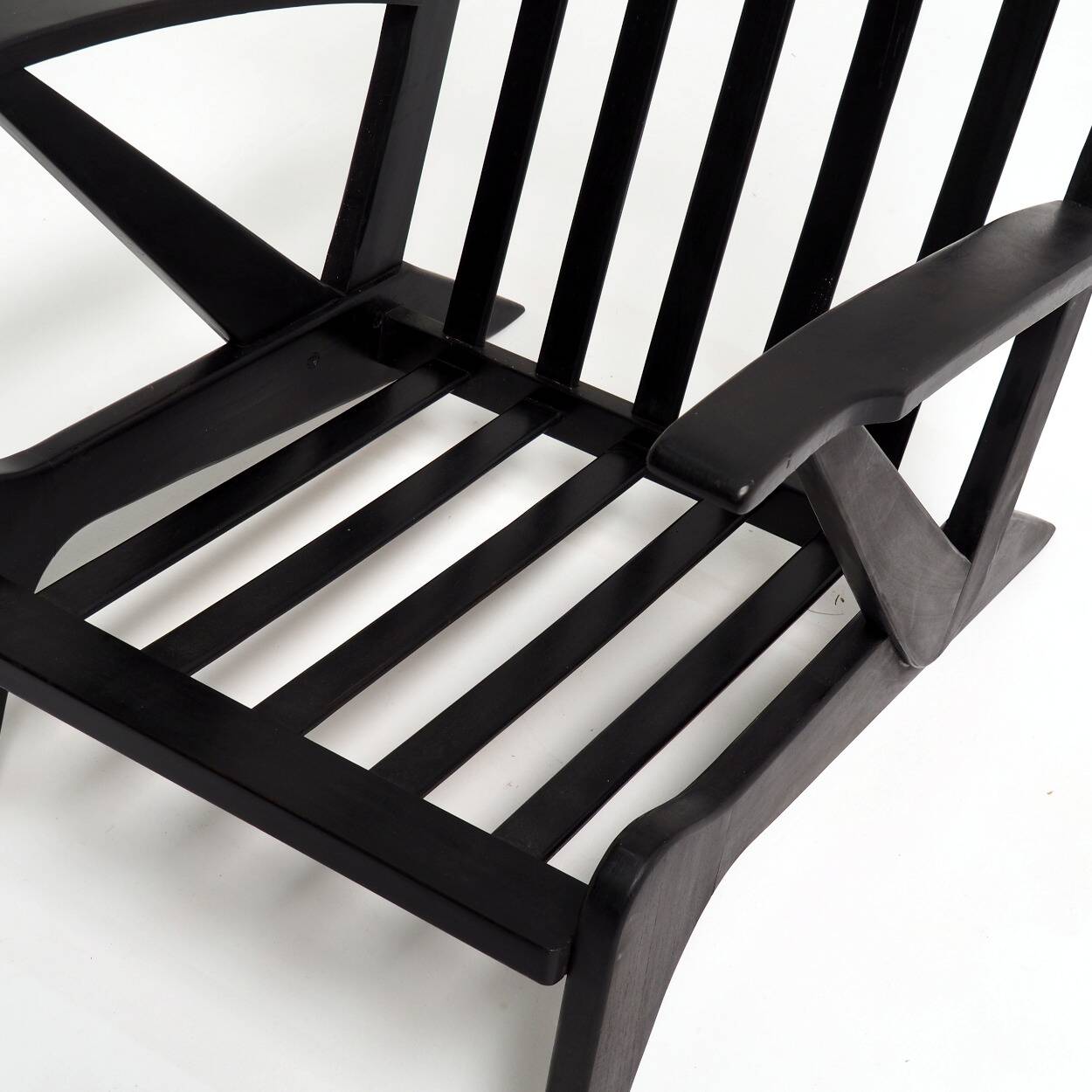 1940s Lounge Chair in Black Painted Wood