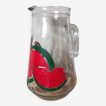 Vintage screen-printed watermelon pattern carafe made in Italy