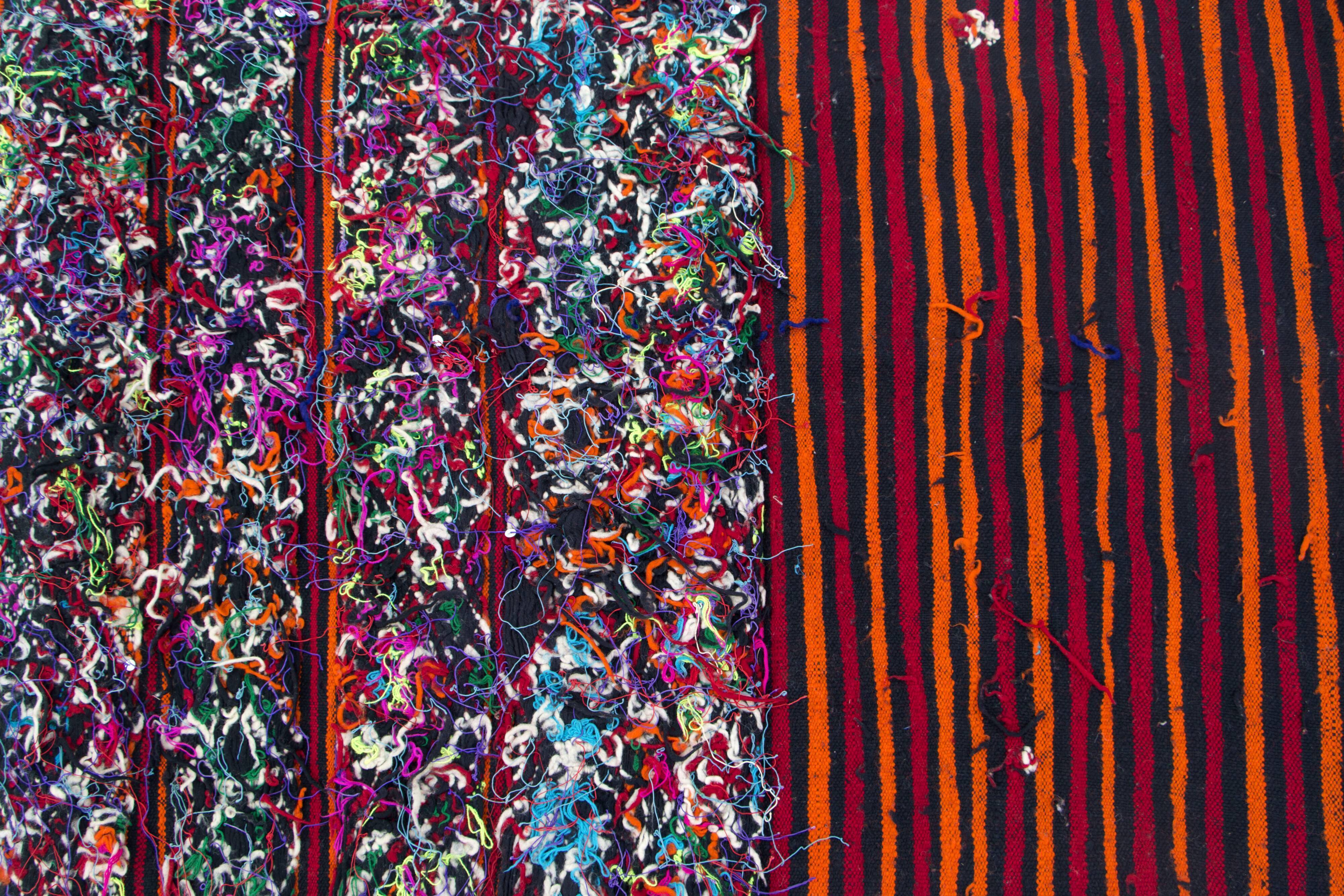 Kilim Tellisse red wool flat carpet 145 x 270 cm