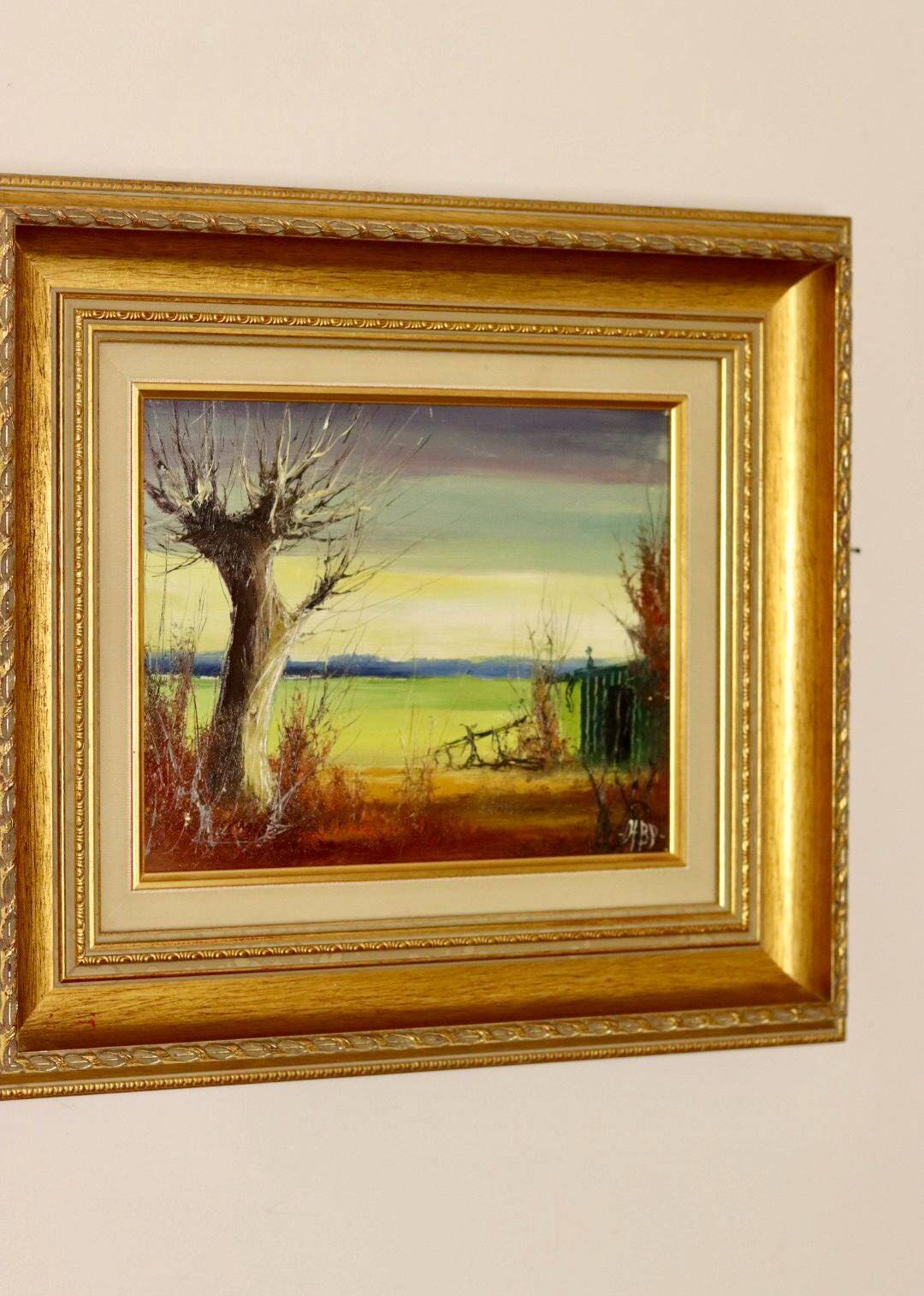 Original Swedish Mid-Century Oil on Panel" Nature" by Harry Petersen - Vintage and Framed