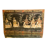 Tableau à la gouache sur tissu indien