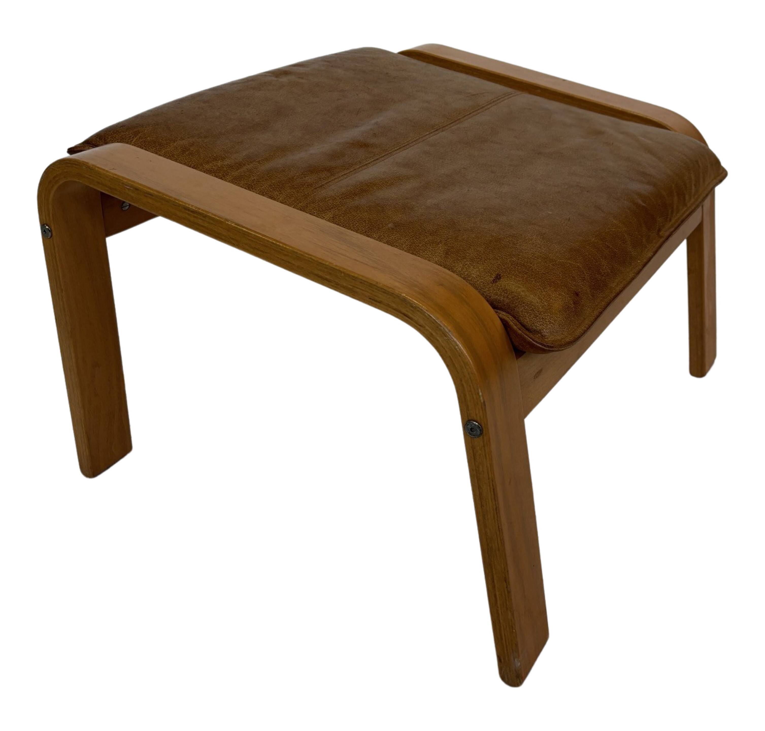 Vintage ikea poang tan cuir cantilever repose-pieds ottoman design