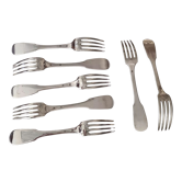 Set of 7 sterling silver table forks