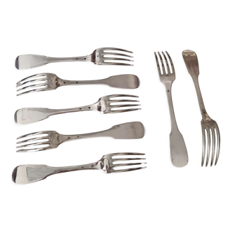 Set of 7 sterling silver table forks