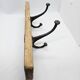 Solid teak coat hook with 2 double cast iron hooks