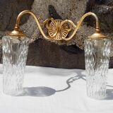 Wall lamp in gilded metal and glass