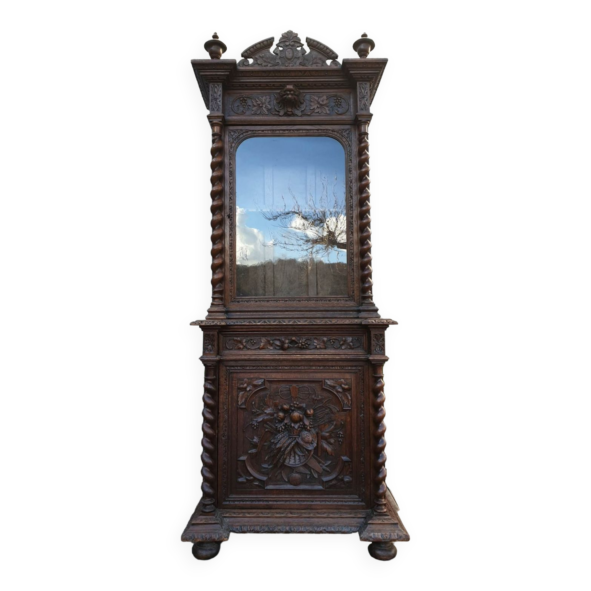 Bookcase showcase in carved oak 19th century