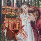 Huile sur panneau. Portrait de femmes. 20ième siècle.