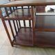 Retro side table - vinyl furniture - rattan and bamboo - 1980s