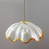 Mid-Century Italian Murano Glass and Brass Pendant Lamp