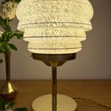 Vintage art deco globe table lamp in green and gold Clichy glass