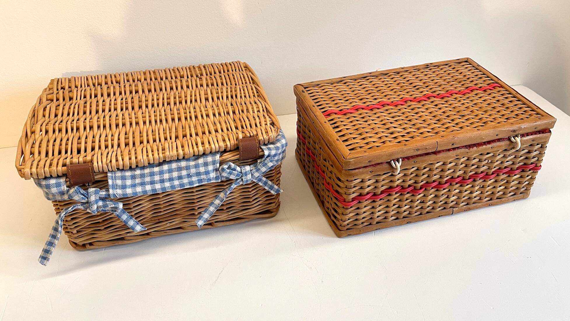 2 chanel boxes in vintage rattan