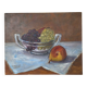 Tableau nature morte huile coupe raisins