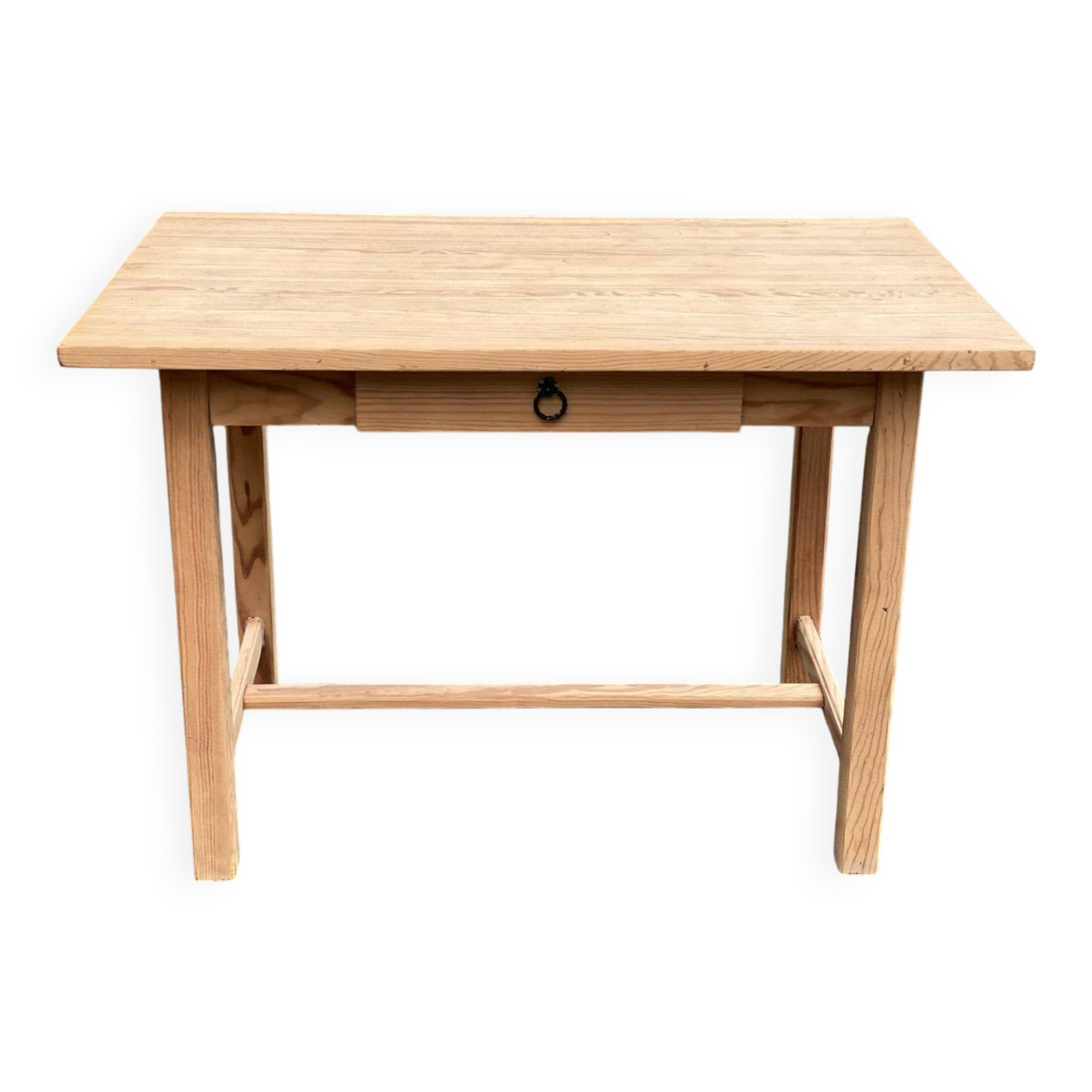 Renovated farmhouse table in solid pine, 110cm.
