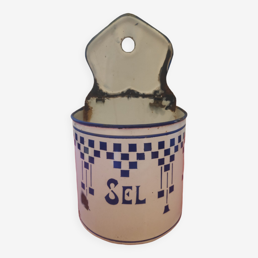 Boîte à sel en tôle émaillée Art Déco décor Lustucru | Selency
