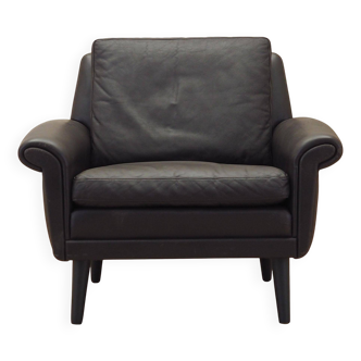 Fauteuil en cuir marron, design danois, années 1960, designer : Aage Christiansen
