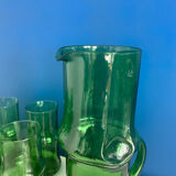 Service a eau carafe et verre vert vintage