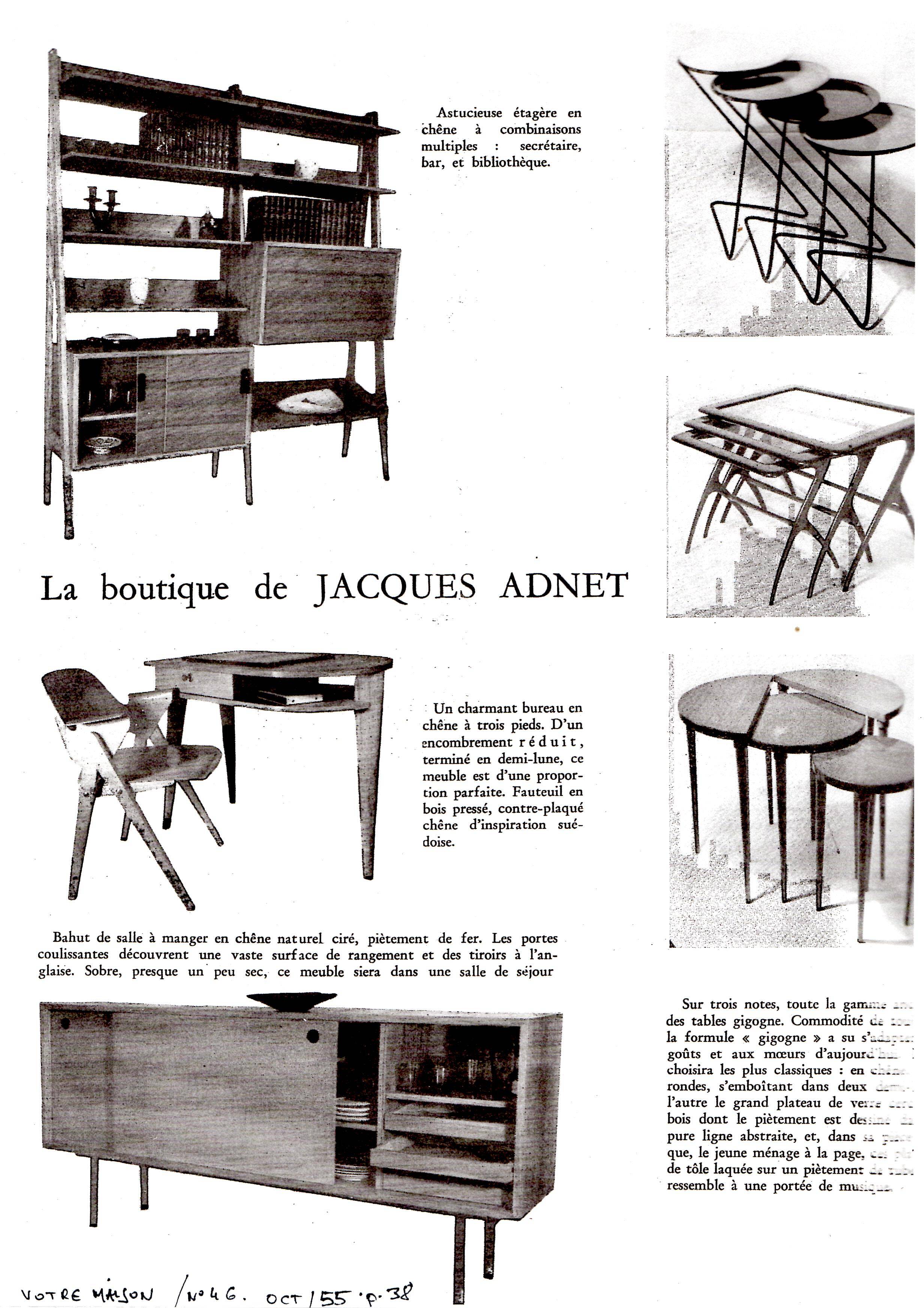 desk, tripod wooden desk, small French designer desk, modernist desk, 50's