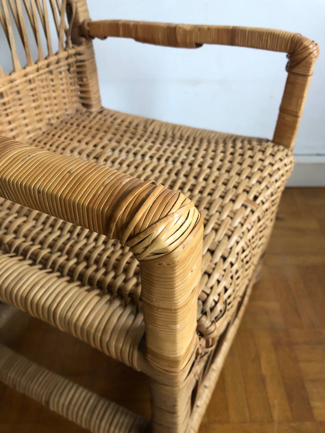 Vintage rattan children's armchair