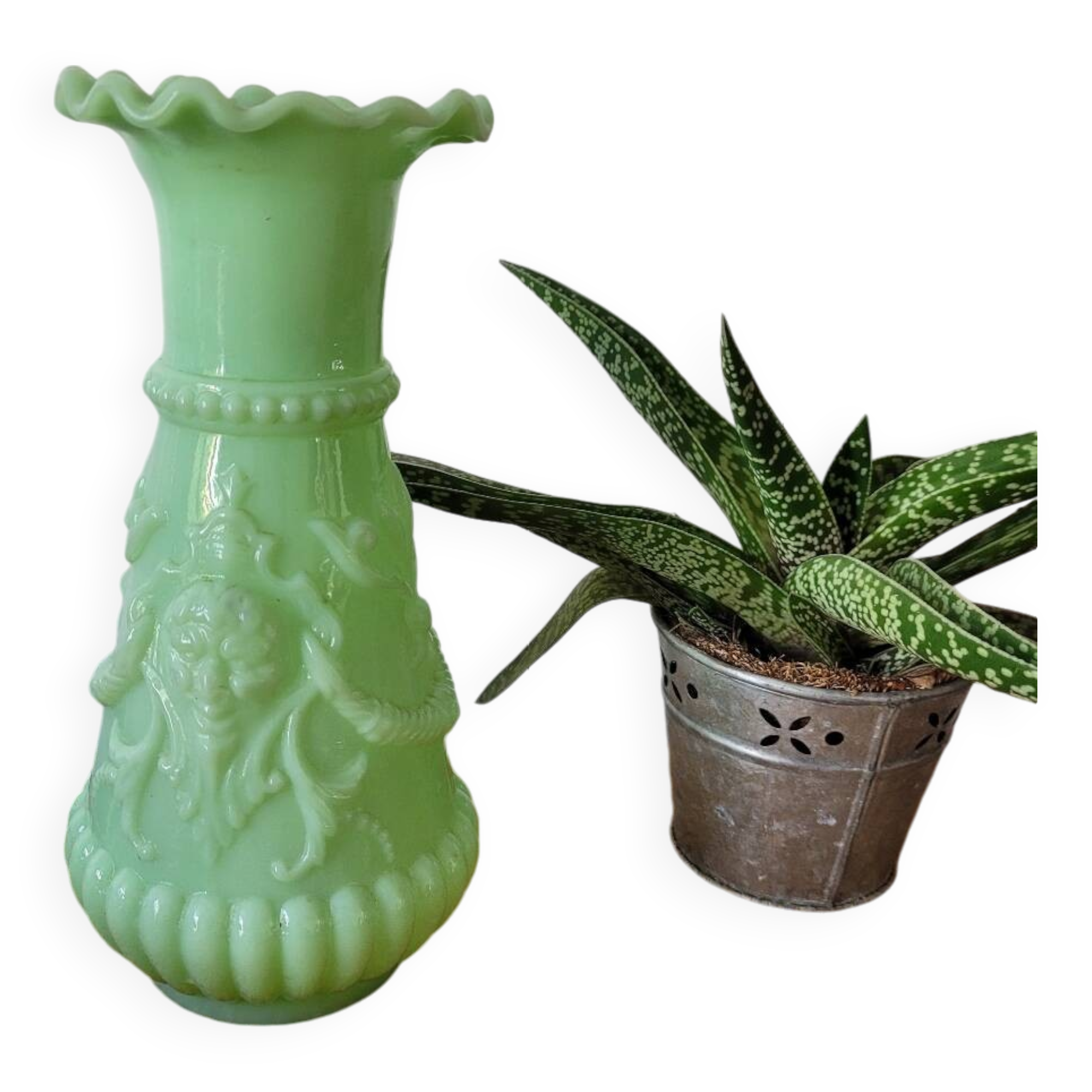 Green fairground opaline vase