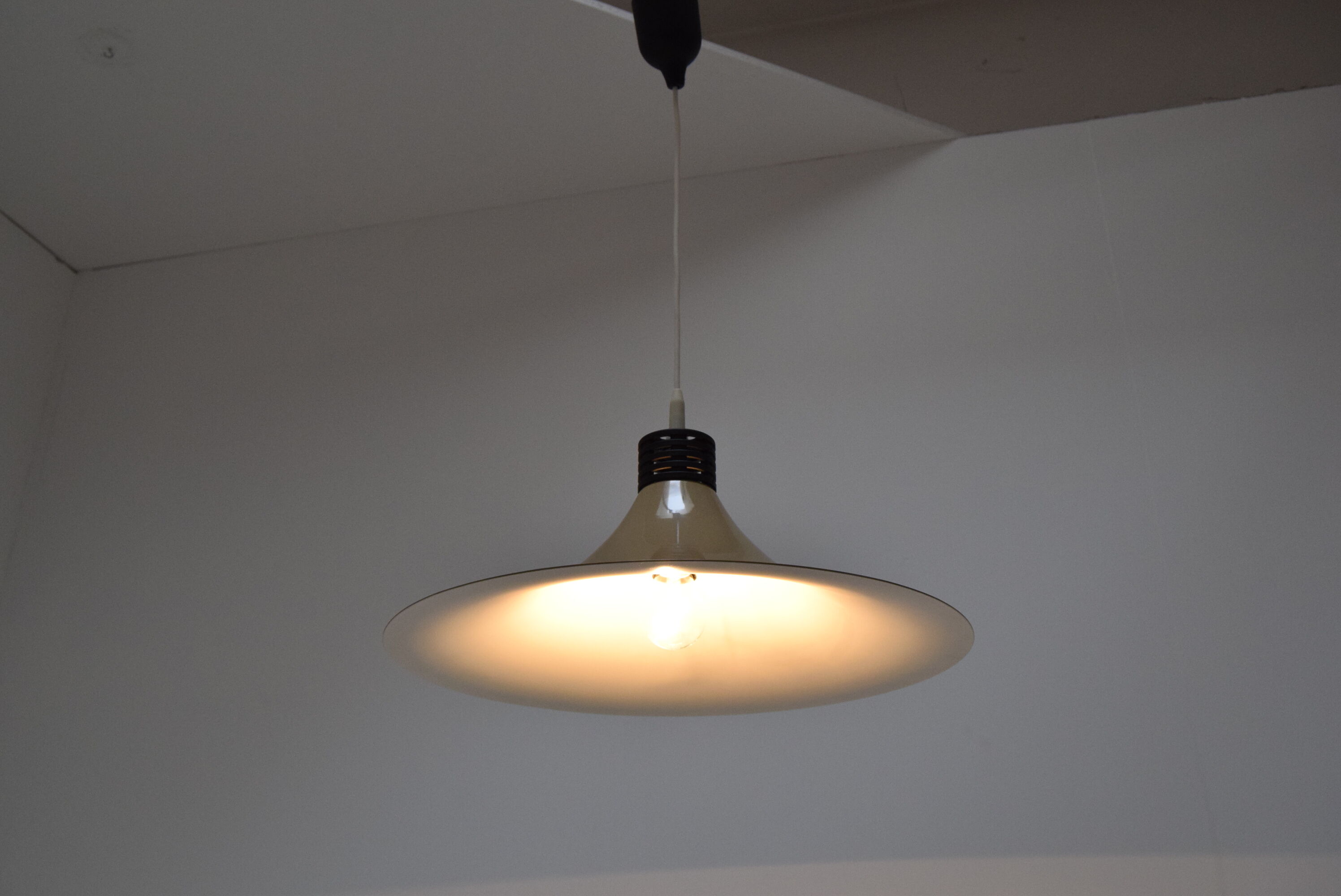 Mid-century Brown Lacquered metal Pendant circa 1980's.