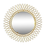Miroir soleil en fil doré 1950 30x30cm