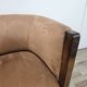 1940s Art Decò armchair in walnut and velvet