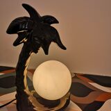 Lamp black palm in ceramic and opaline year 70