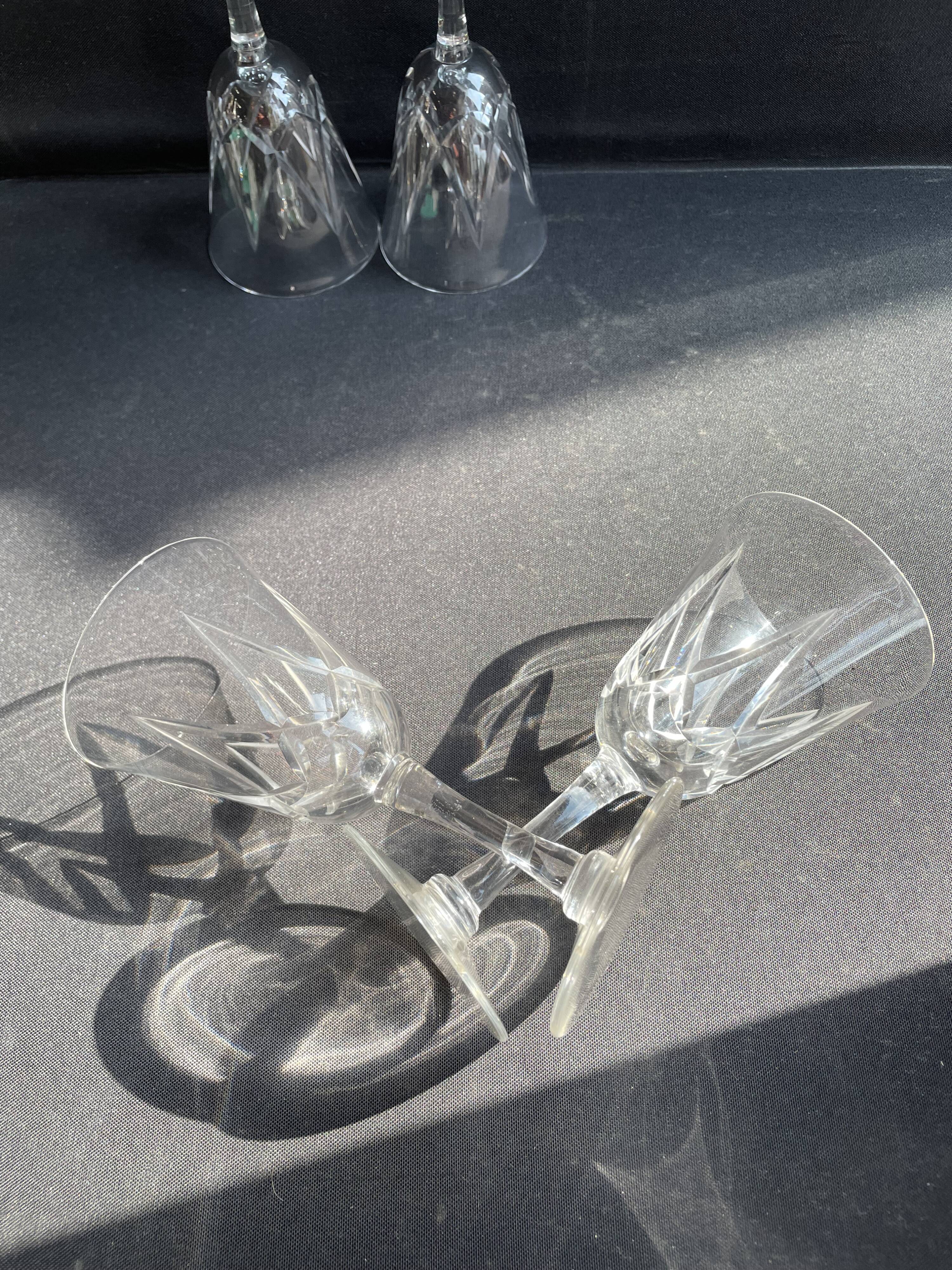 4 Cut Crystal Wine Glasses