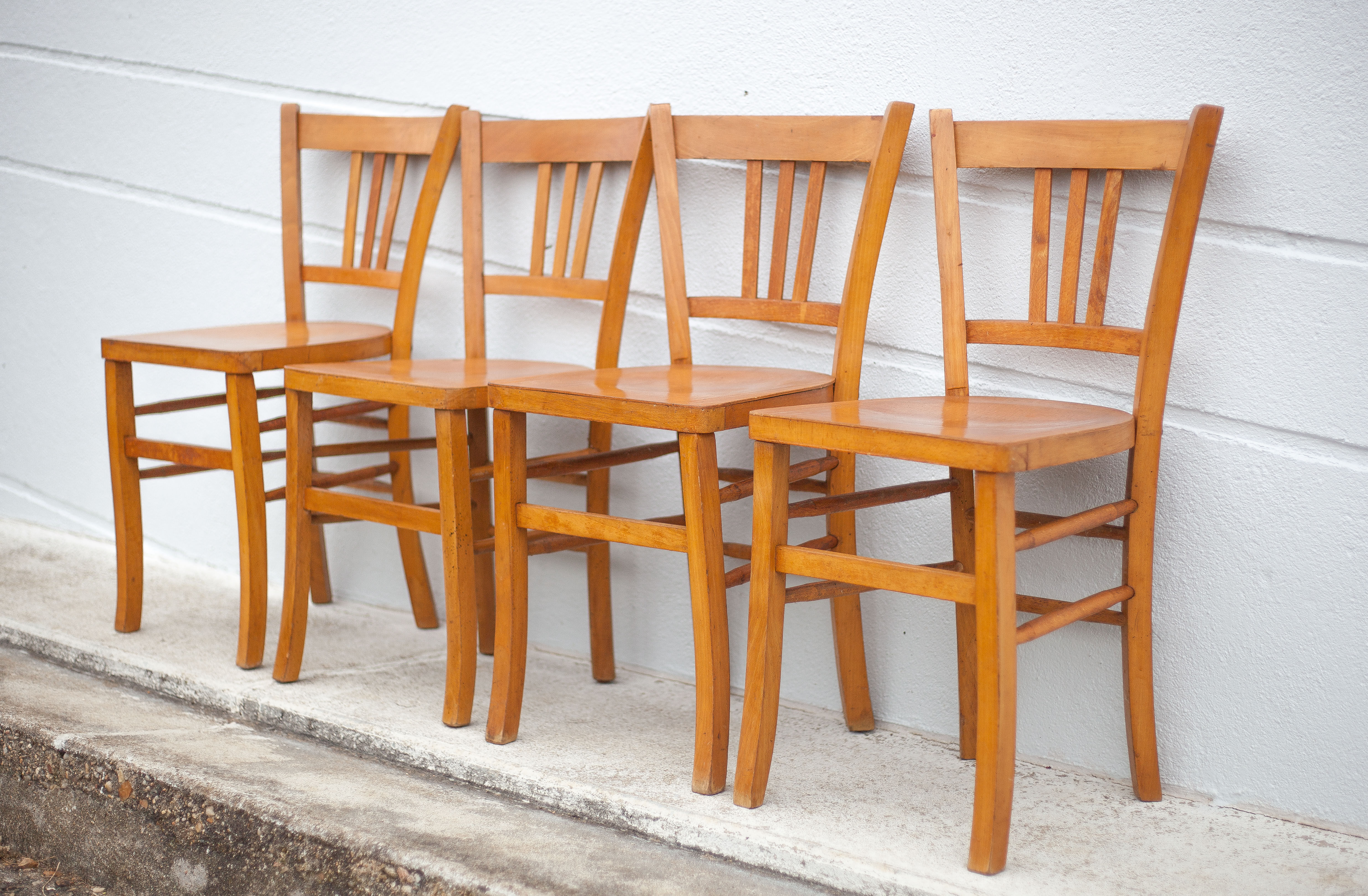 Set of 4 luterma bistro chairs, vintage wooden chairs, countryside, interior decoration