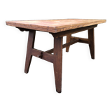 Table vintage René Gabriel en chêne d’époque reconstruction.