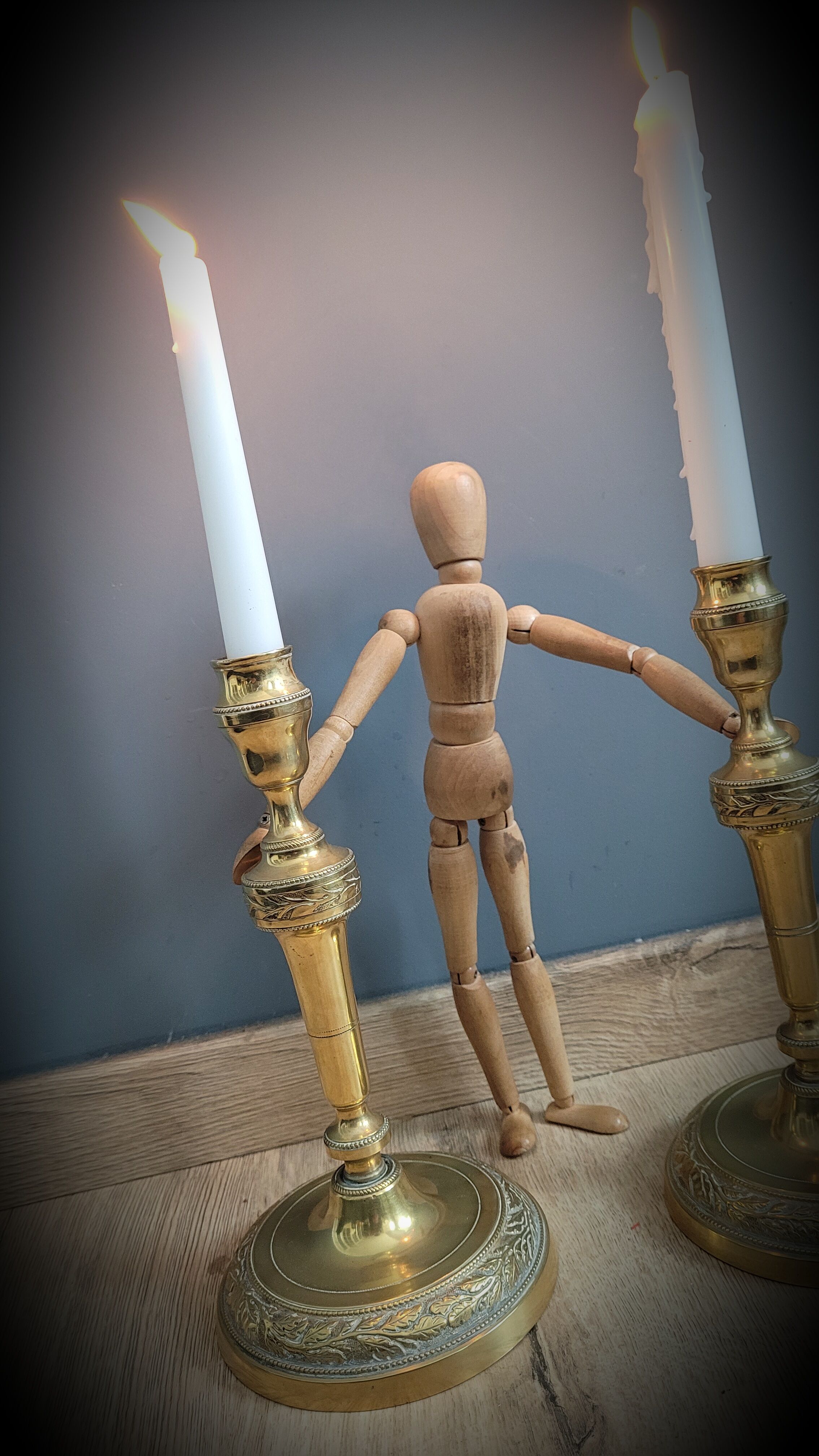 Duo of gilded carved candlesticks