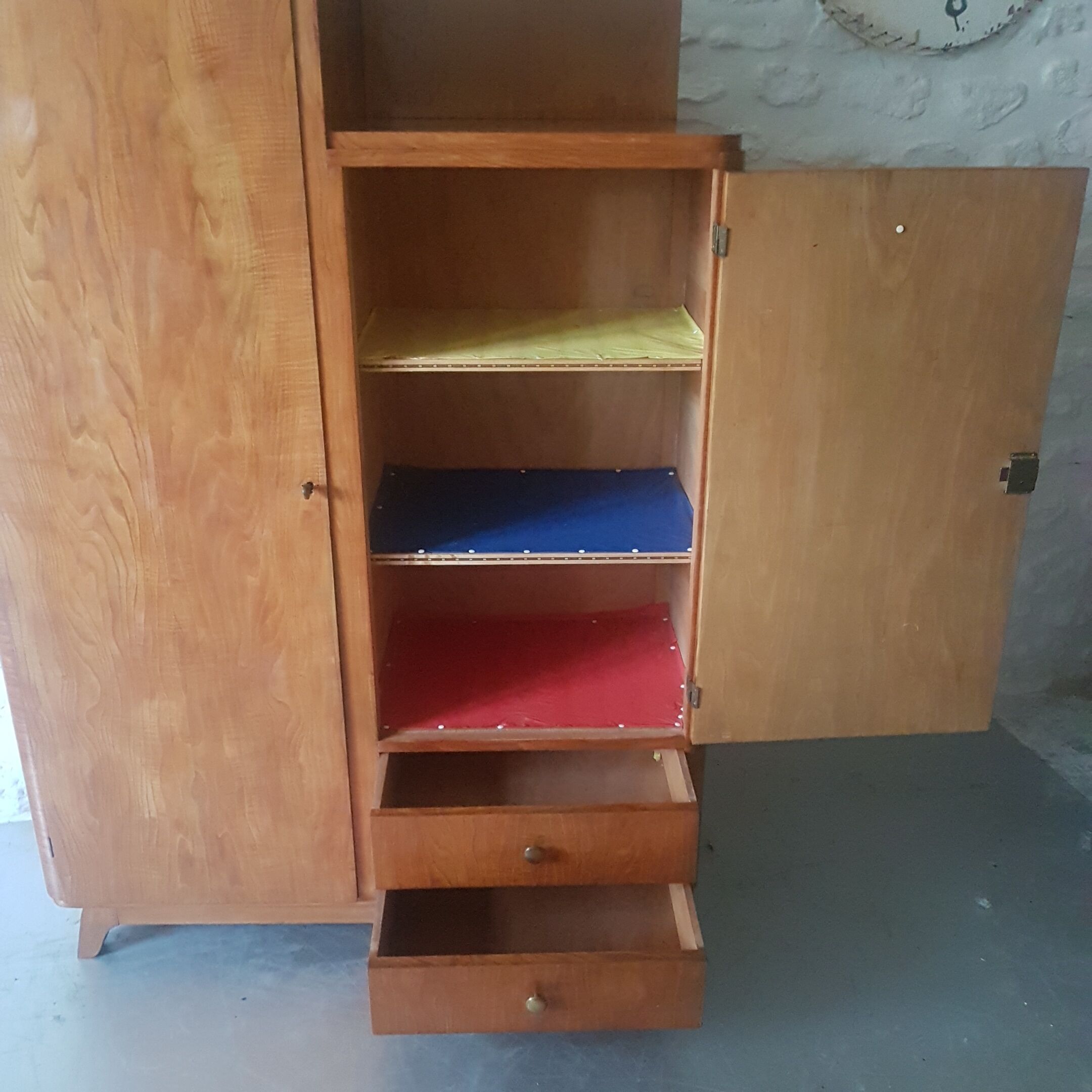 Vintage assymetrical oak cabinet