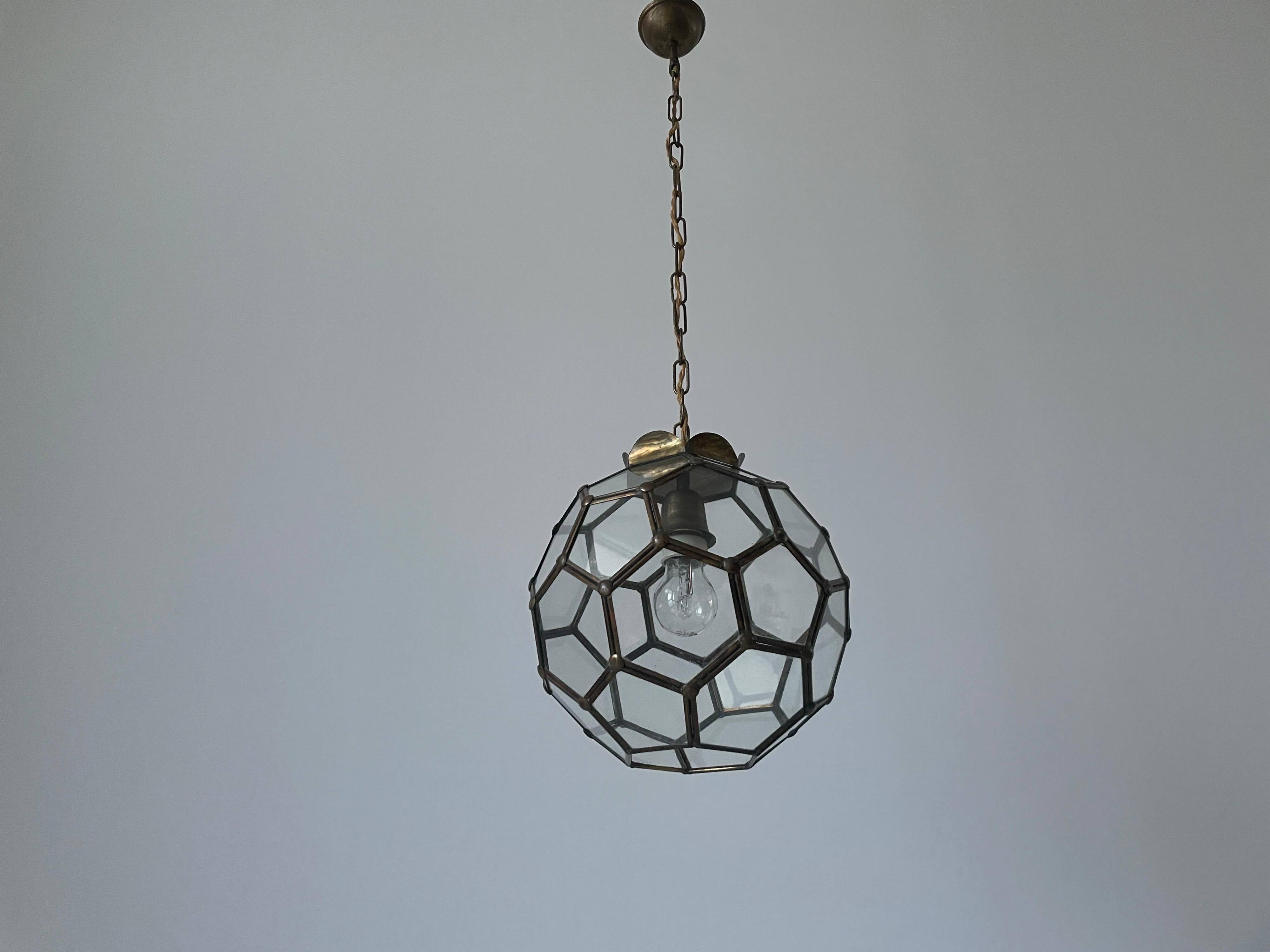 Italian Art Deco glass ceiling light in the shape of a honeycomb, 1950s, Italy.