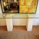 XXL vintage Italian console in travertine and glass from the 80s