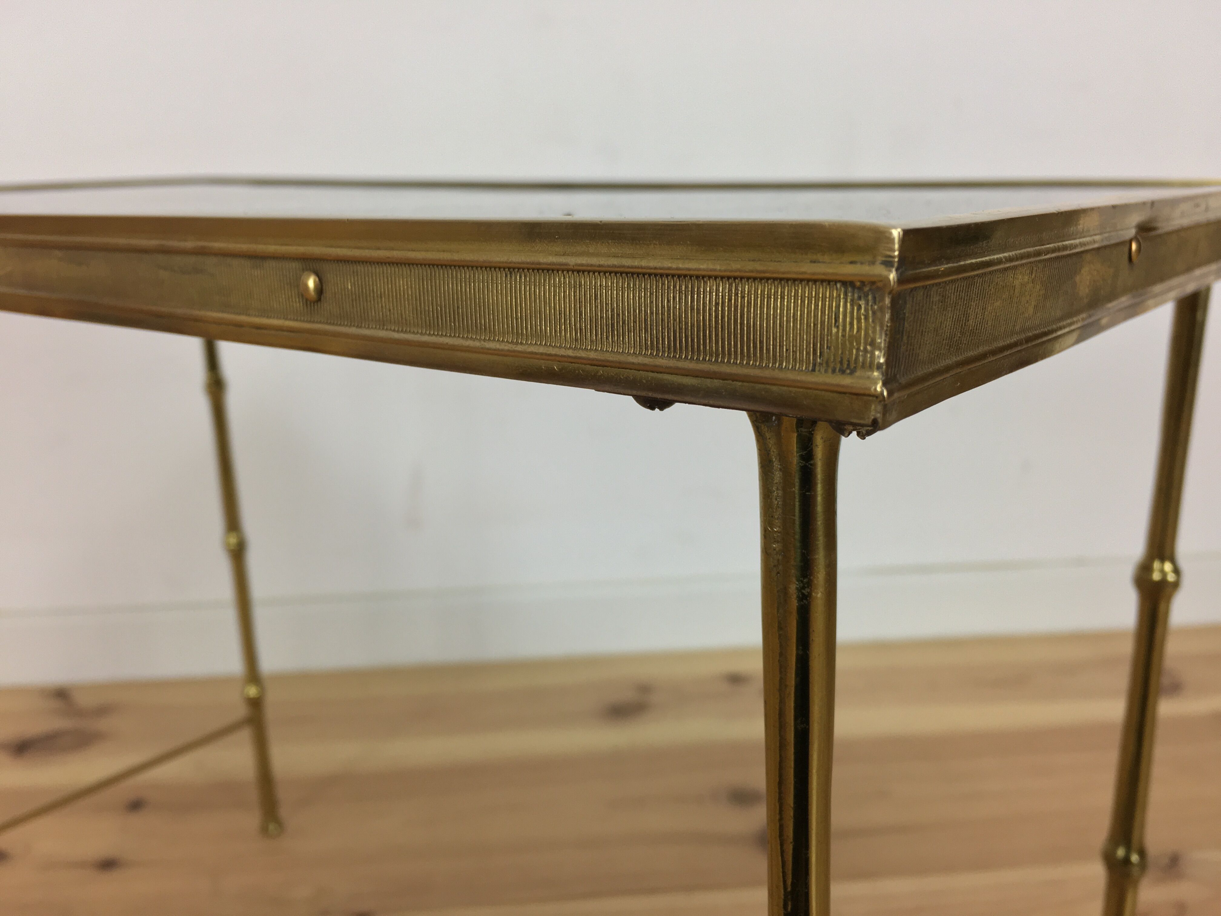 Brass side table, golden bamboo, 1950s