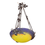 Art Deco yellow pendant light by G.V. de Croismare, Muller Frères, France, 1920s