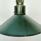 Industrial petrol enamel military pendant lamp with cast aluminium top, 1960s