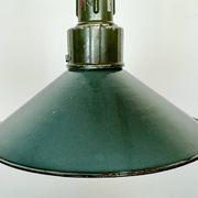 Industrial petrol enamel military pendant lamp with cast aluminium top, 1960s