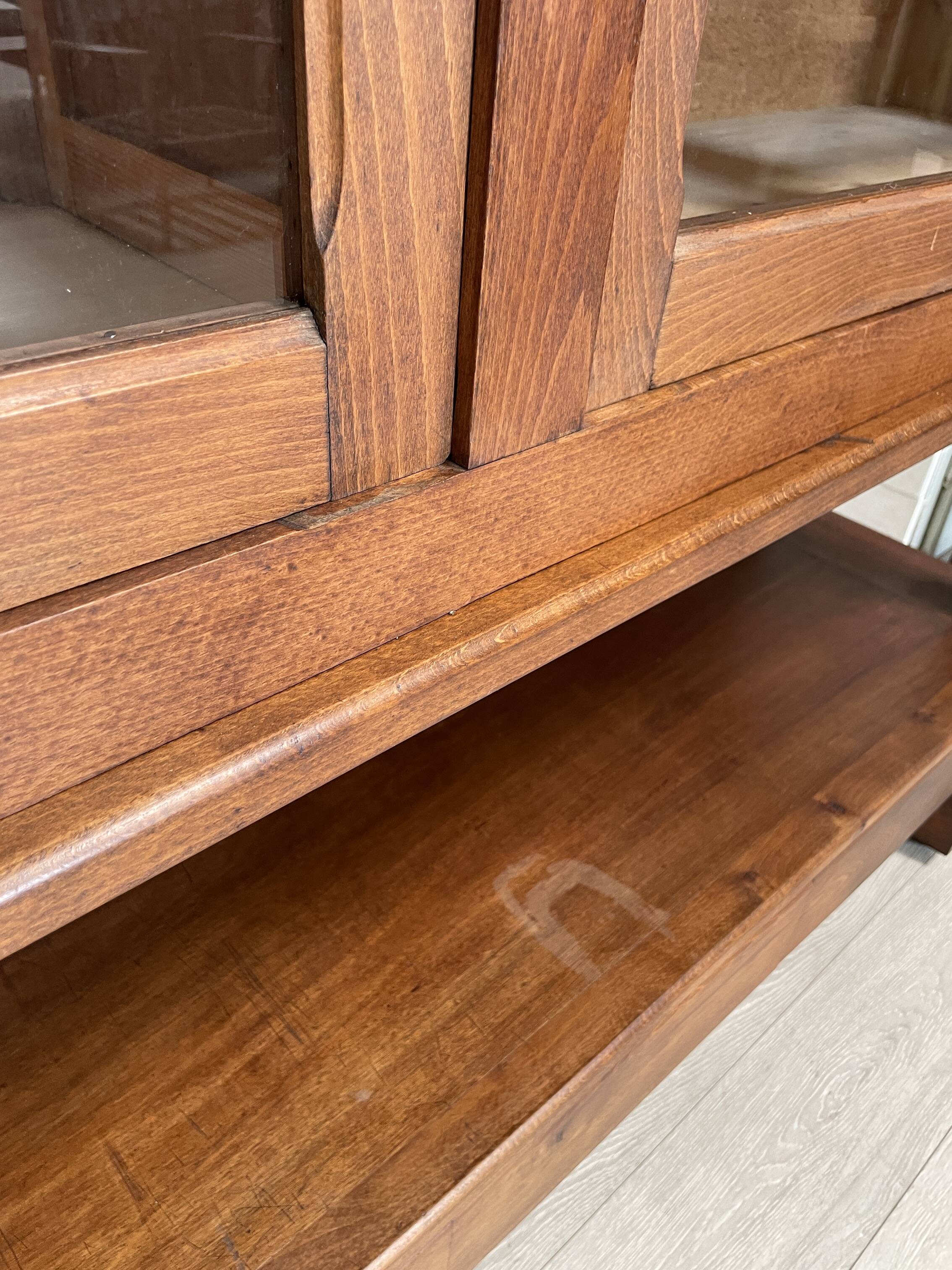 Solid wood display cabinet.
