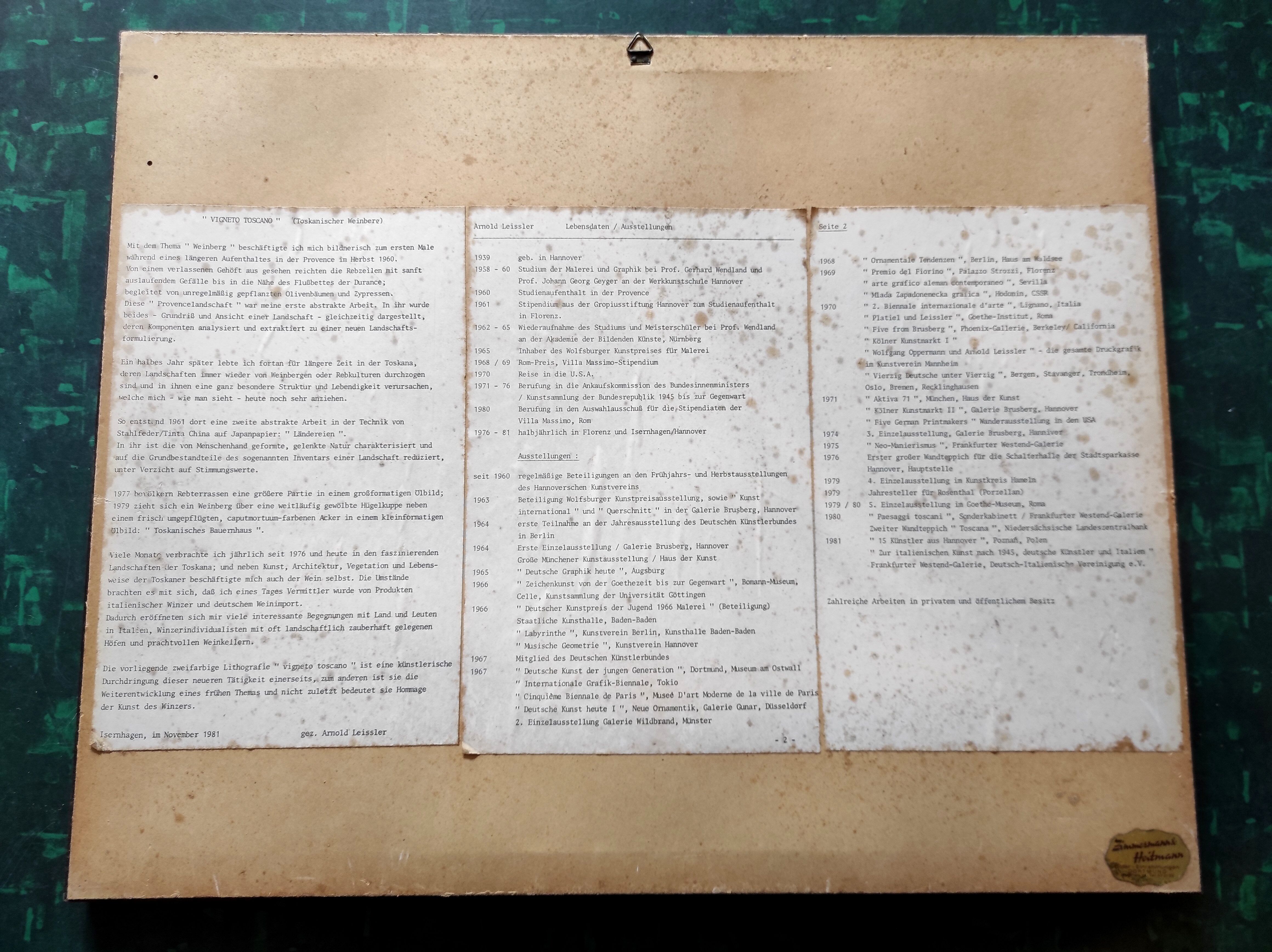 Lithograph of Arnold Leissler, 1981