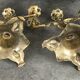 Pair of old candlesticks in bronze 3 lights rocaille style 28,5 cm
