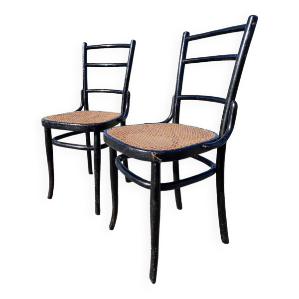 Lot de 2 chaises bistrots en cannage