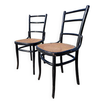 Lot de 2 chaises bistrots en cannage