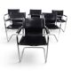 Matteo Grassi Set of 6 Visitor Chairs, Leather/Chrome Dining Chairs, 1970